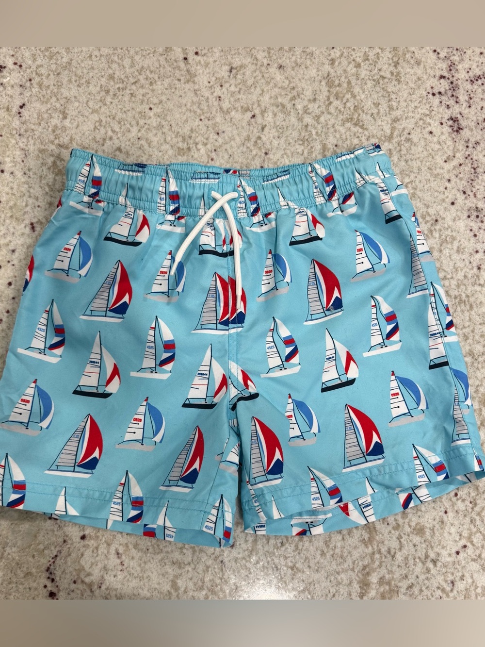 Janie and Jack Boys Light Blue Sailboat Swim Trunks